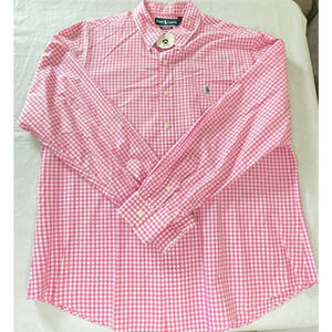 Vintage Ralph Lauren Mens Button Down Shirt Custom Fit Checkered DRY CLEANED XL